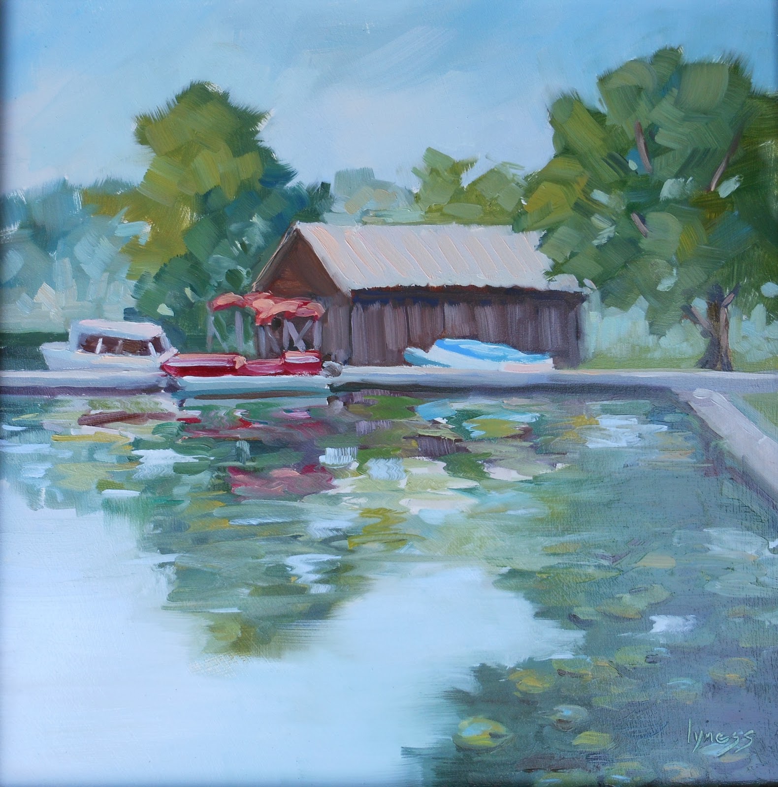 Brenda Lyness Art Sackets Harbor Boathouse AWARD WINNER
