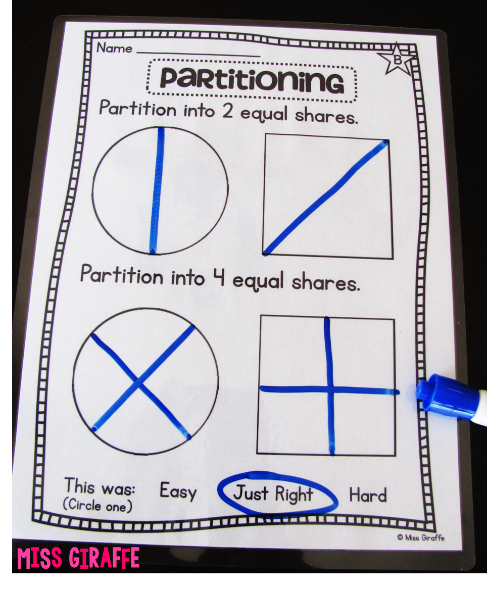 Fractions in first grade partitioning worksheets and activities for learning about fractions