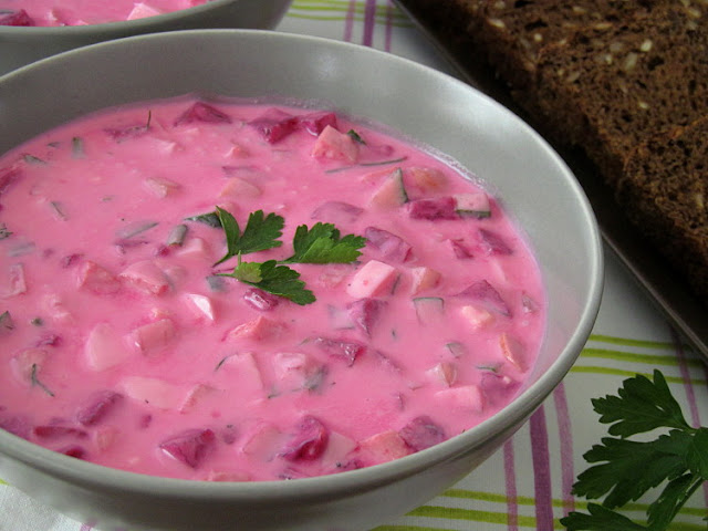 Холодный суп с маринованной свеклой (Aukstā zupa)