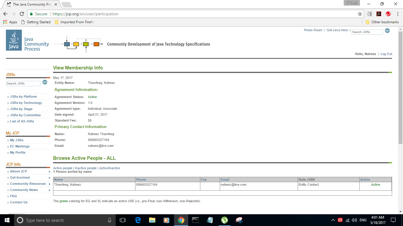 Naheez Thawfeeg's Blog: Became an Associate Member of Java Community ...