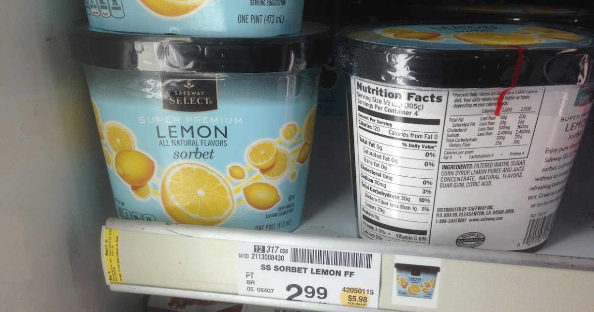 Healthy Grocery Lemon Sorbet, Safeway Select Safeway
