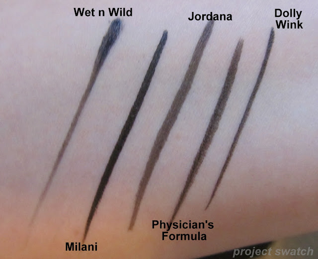Black Liquid Liner Comparison - WnW, Milani, Jordana, Dolly Wink, PF