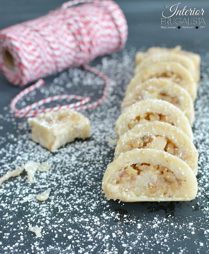 These delicious jelly roll-style walnut strudel cookies are a family favorite during the holidays and always the first to go on the cookie tray.