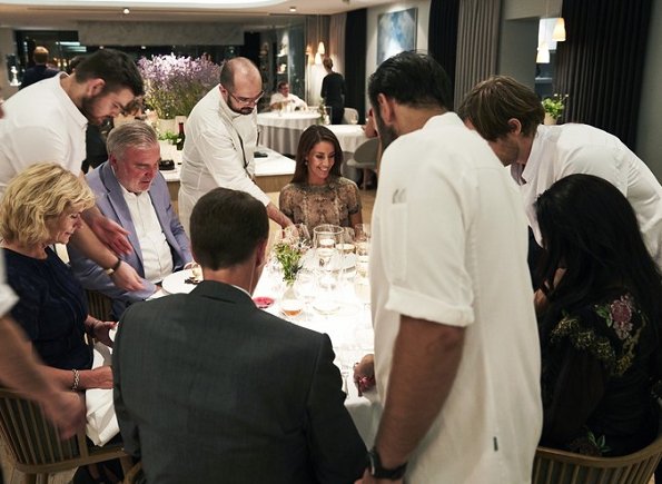 Princess Marie and Joachim at Geranium restaurant in Faelledparken for Cooking and Food Festival. Princess wearing an animal print dress