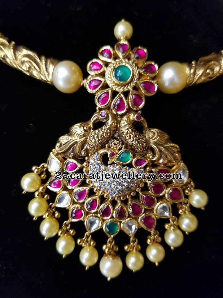 Antique Peacock Ruby Pendant Jewellery Designs