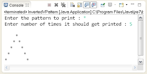 Pattern problems : Write a Java program to print same character on each ...
