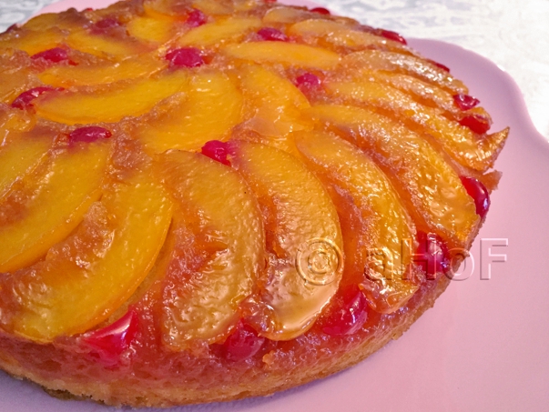 Peach, Upside-Down Cake, cake, dessert