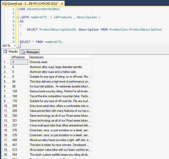 CREANDO TABLAS TEMPORALES SQL SERVER