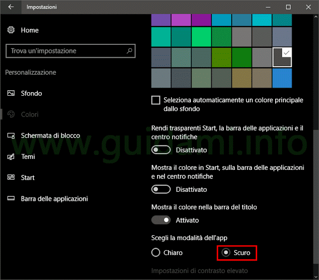 Attivare Tema Dark su Windows 10 ed Office 2016