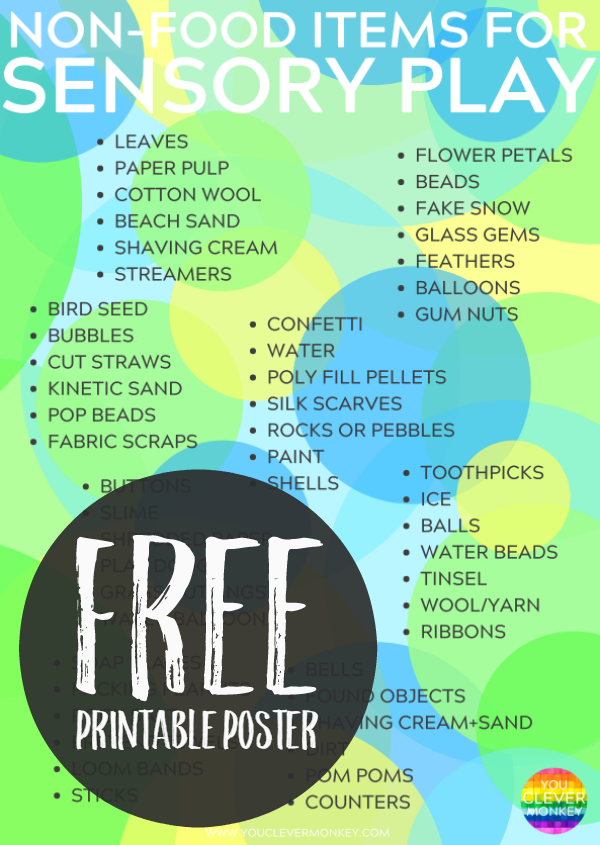 Huge List of Non-Food Sensory Bin Ideas for Preschoolers