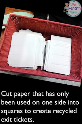 Using exit tickets at the end of class as a formative assessment helps you to plan and adjust the next day's lesson. Cut paper that has only been used on one side into squares to create recycled exit tickets. Using exit tickets at the end of class as a formative assessment helps you to plan and adjust the next day's lesson. Cut paper that has only been used on one side into squares to create recycled exit tickets.