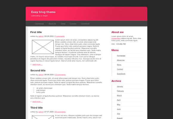 Free HTML Easy Blog Theme Website Template