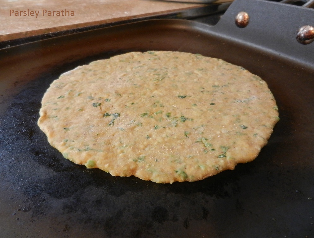 Sizzling Indian Recipes..... Parsley paratha enriched with flaxseed