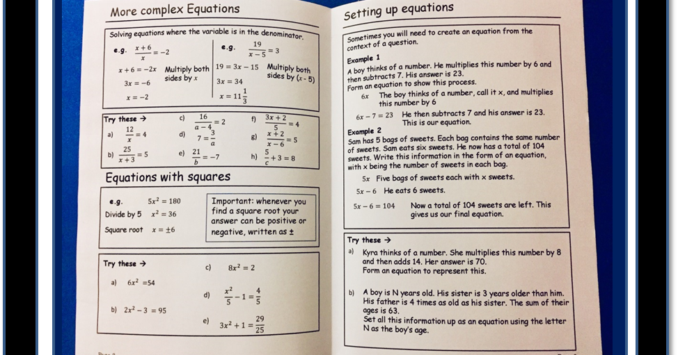 Solving Equations FREE work booklet ~ TenTors Math Teacher Resources