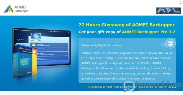 Offre promotionnelle : AOMEI Backupper Professional Edition 3.2 gratuit !
