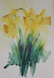 daffodils painting watercolour watercolours practise yesterdays april