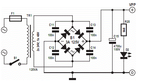 How To make a Sixties-Style 40W Audio Amplifier Circuit Diagram