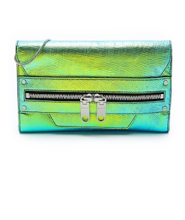 Milly, fashion, holographic leather, clutch