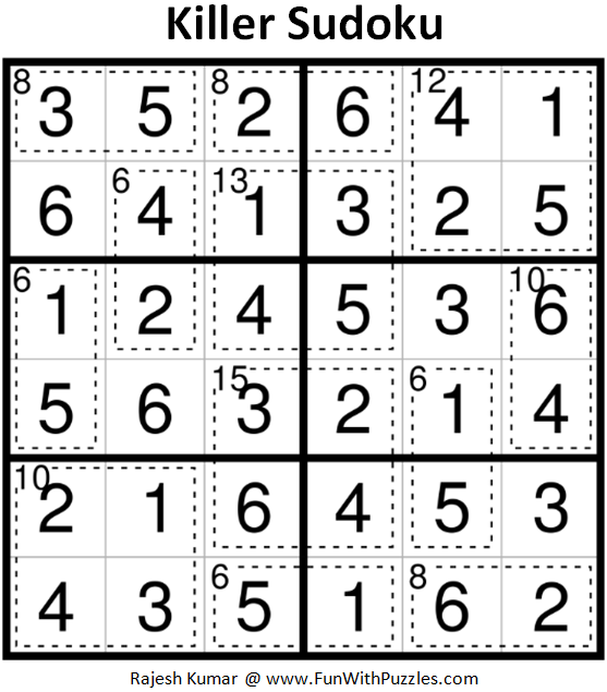 Killer Sudoku Mini Sudoku Series 92 Solution
