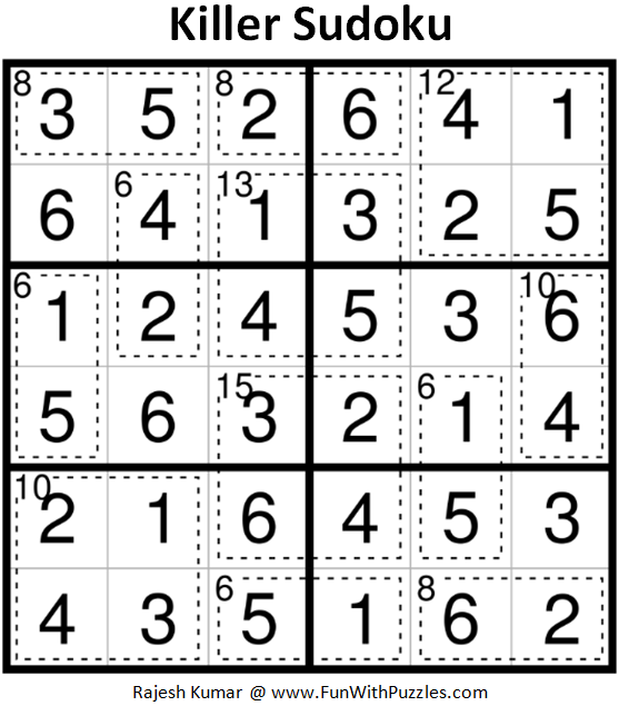 Killer Sudoku (Mini Sudoku Series #92) Solution