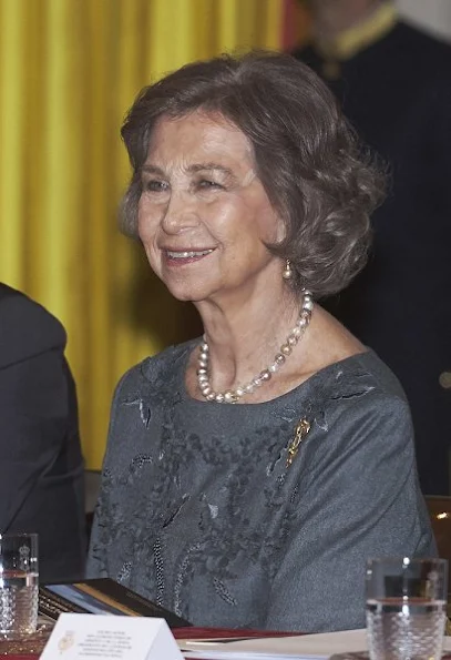 Queen Sofia Iberoamerican Poetry 2016 award ceremony Spanish author Antonio Colinas, Queen Sofia style dresses handbags