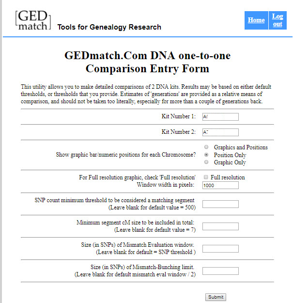 GEDmatch one-to-one