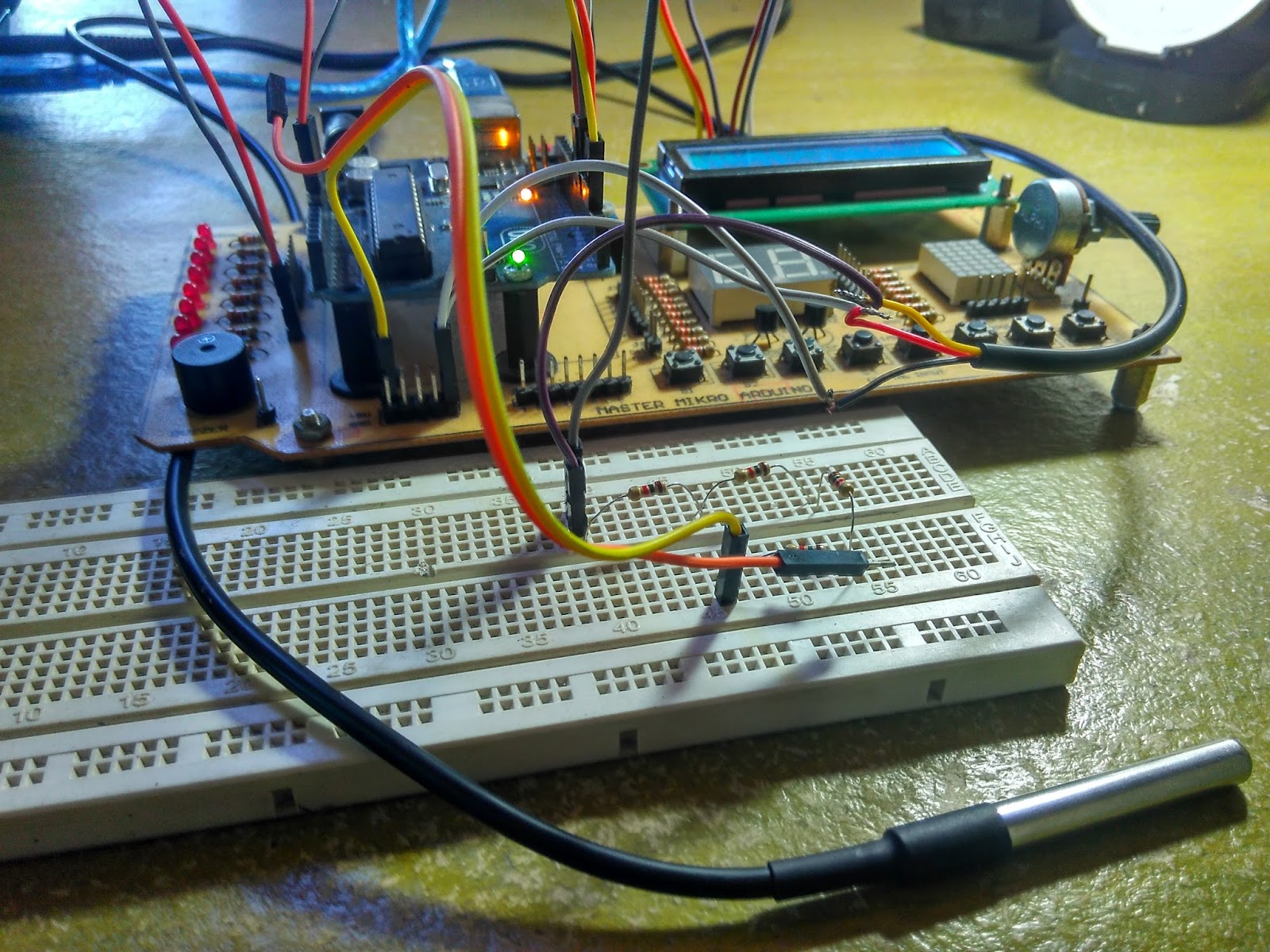 Monitoring Suhu dengan Sensor DS1820 Waterproof