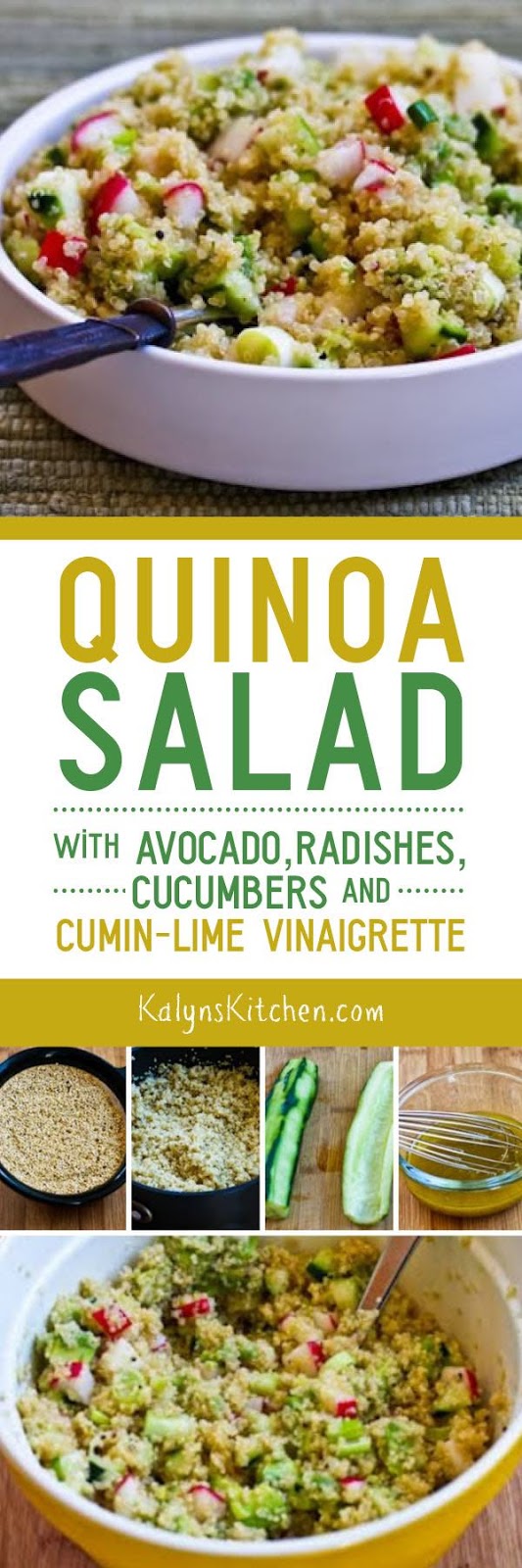 Quinoa Salad with Avocado, Radishes, Cucumbers, and CuminLime