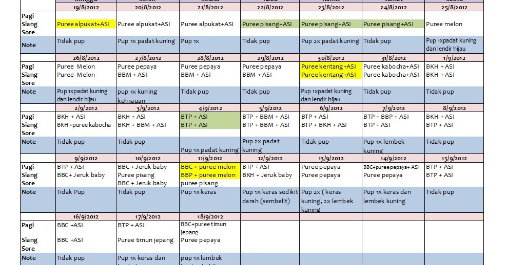 Contoh Jadwal Pemberian Mpasi Bayi 6 Bulan Temukan Contoh