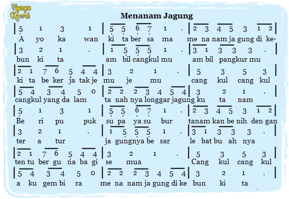 Lagu menanam jagung memiliki tempo