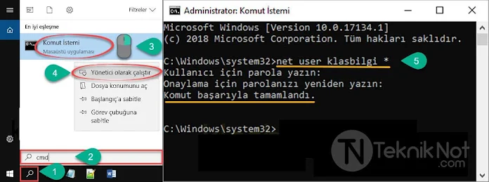 Windows 10 açılış şifresini Komut İstemi ile kaldırma