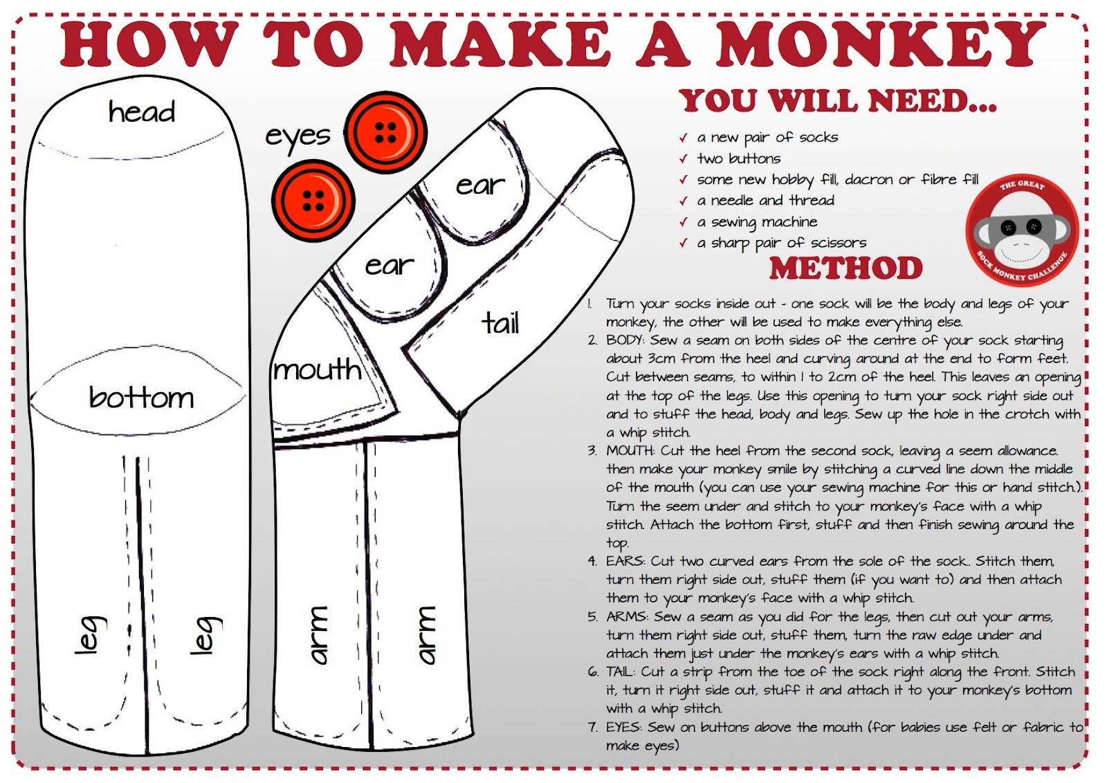 Sock Monkey Instructions Sock Monkey Pattern Sock Monkeys Diy Sock Monkey Crafts Sock Monkey Instructions Sock Monkey Pattern Sock Monkeys Diy Sock Monkey Crafts