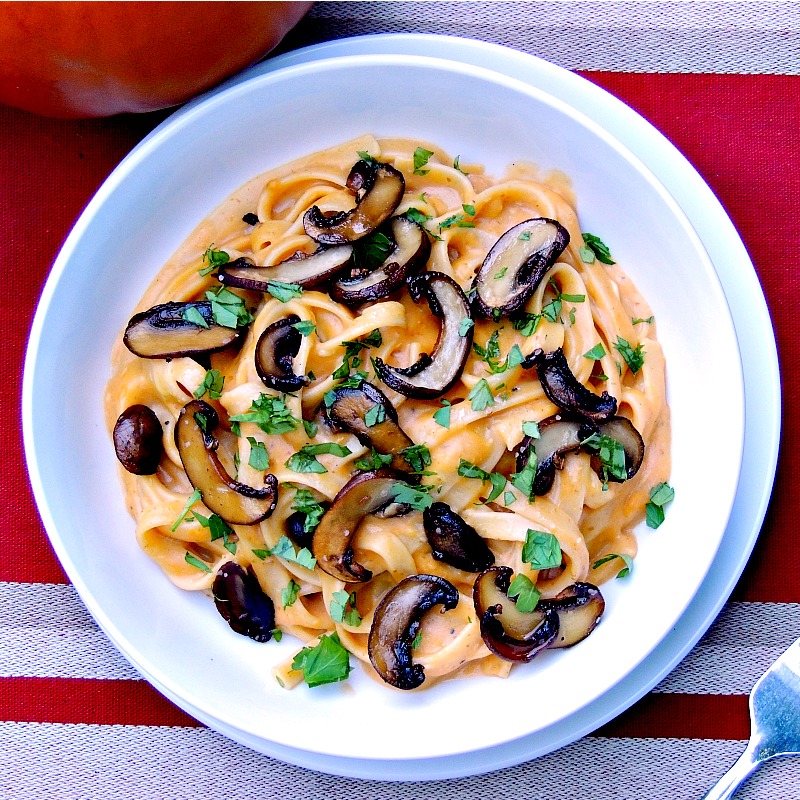 Pumpkin Alfredo with Roasted Garlic and Mushrooms Bobbi's Kozy Kitchen