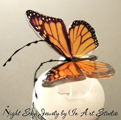Monarch Butterfly Clear Resin Ring