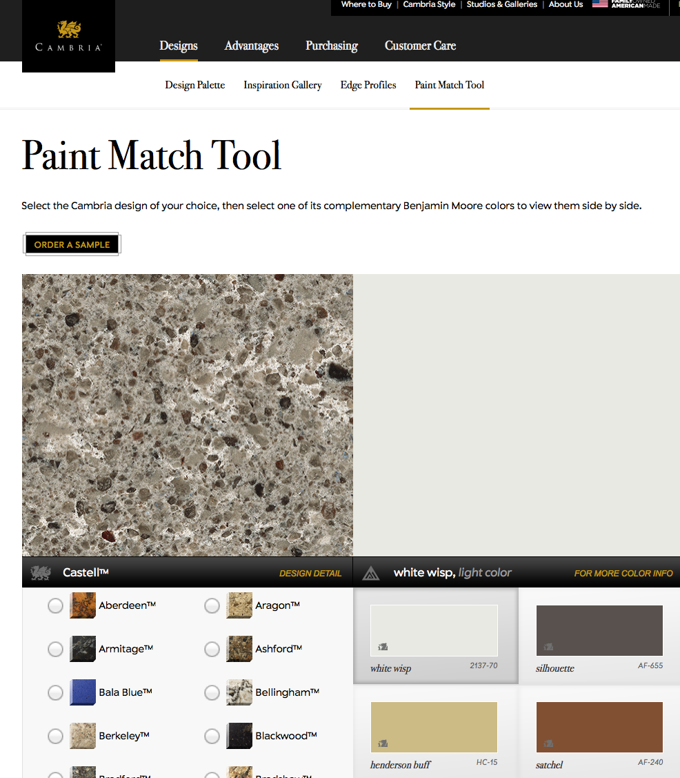 Monarch kitchen bath centre cambria s interactive paint match tool 