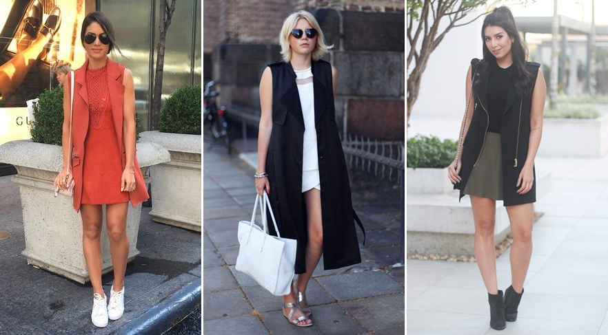 colete longo com vestido