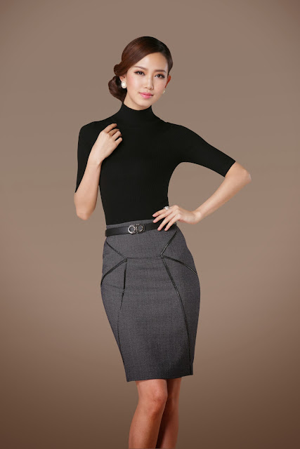 Duchess Fashion: Malaysia Online Clothes Shopping: Black Lined Pencil Skirt