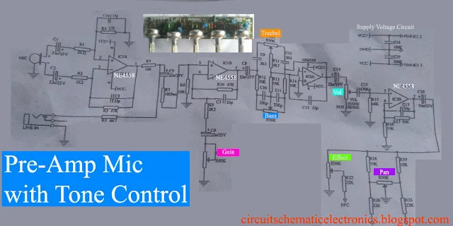 Pre-Amp Mic with Tone Control Circuit diagram