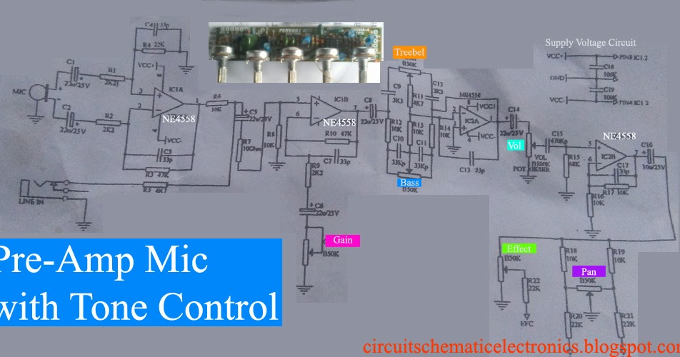 PreAmp Mic with Tone Control Electronic Circuit