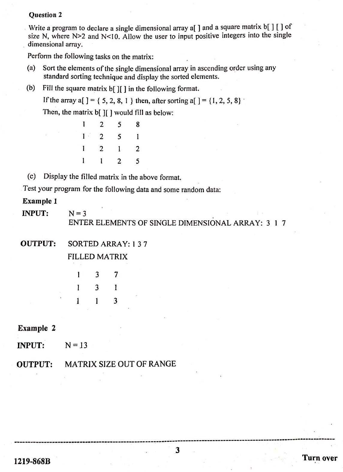 ISC 2019 Computer Science Practical Question Paper ISC 2019 Computer Science Practical Question Paper