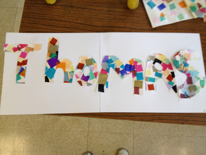 Young at Art Tissue Collage Name Signs