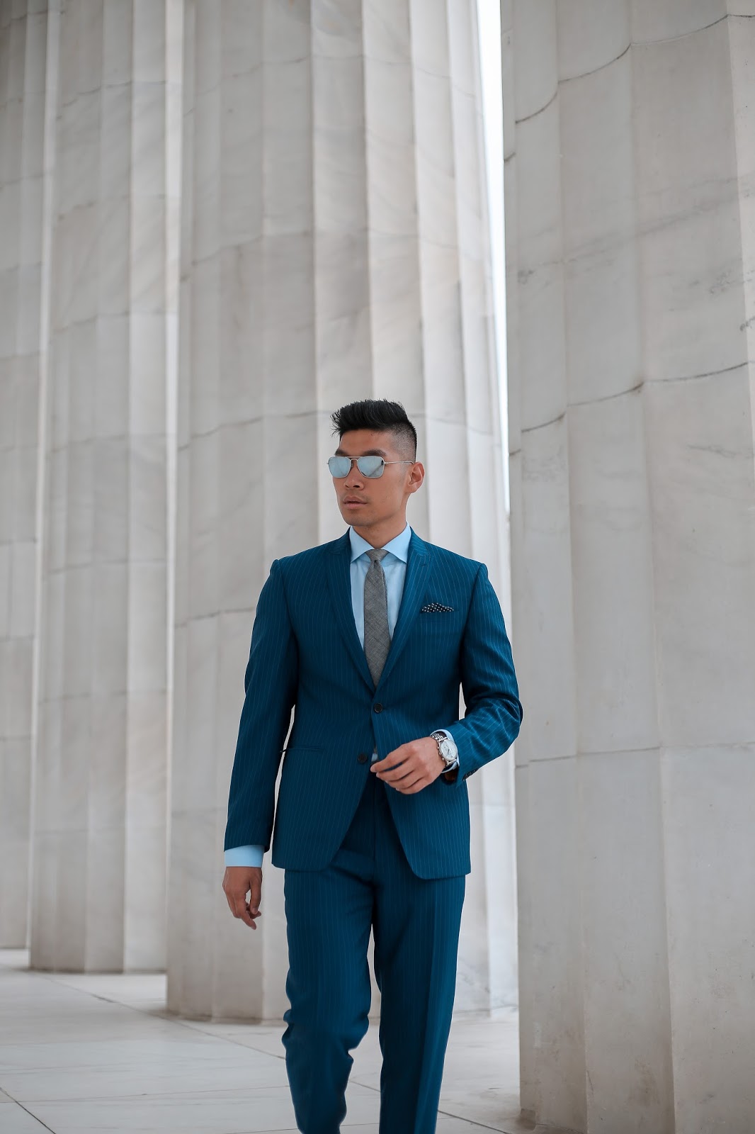 Summer Style Blue Pinstripe Suit in DC — LEVITATE STYLE