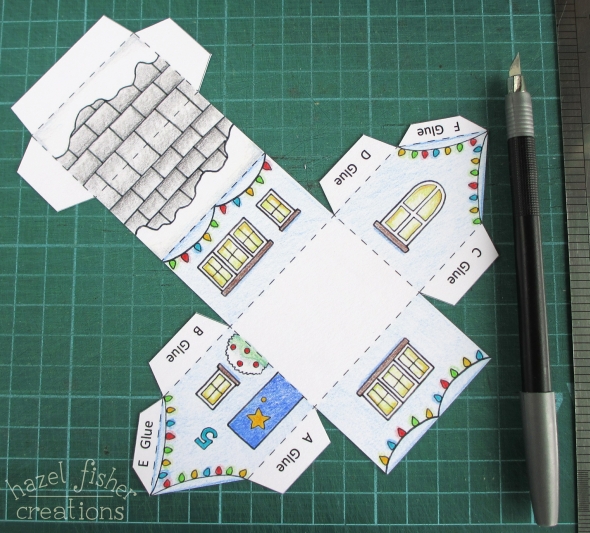 Printable Colour In Advent Calendar Village - make your own mini house boxes to fill with sweets or small gifts Hazel Fisher Creations, find on hfcSupplies Etsy Printable Colour In Advent Calendar Village hazelfishercreations