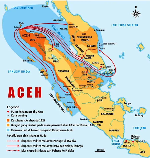 Gambar Peta wilayah Kerajaan Aceh