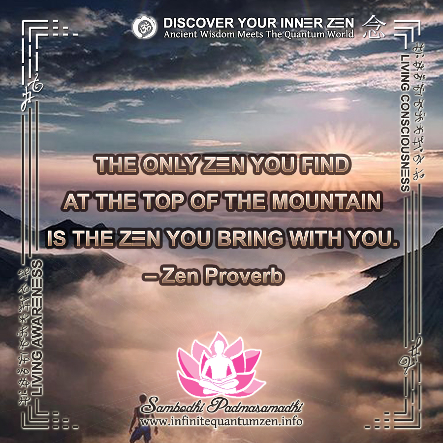 The Only Zen You Find at the top of the mountain is the Zen you bring with you - Infinite Quantum Zen, Success Life Quotes