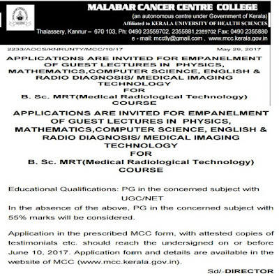 Malabar Cancer Centre, (MCC), Various