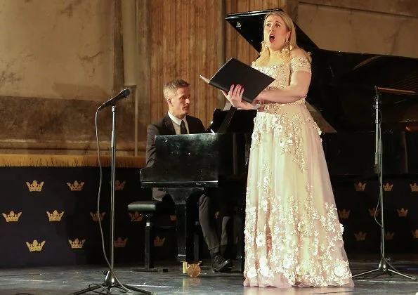 Crown Princess Victoria wore Gianvito Rossi Gianvito Leather Point Toe Pumps. King Carl Gustaf and Queen Silvia attend anniversary concert