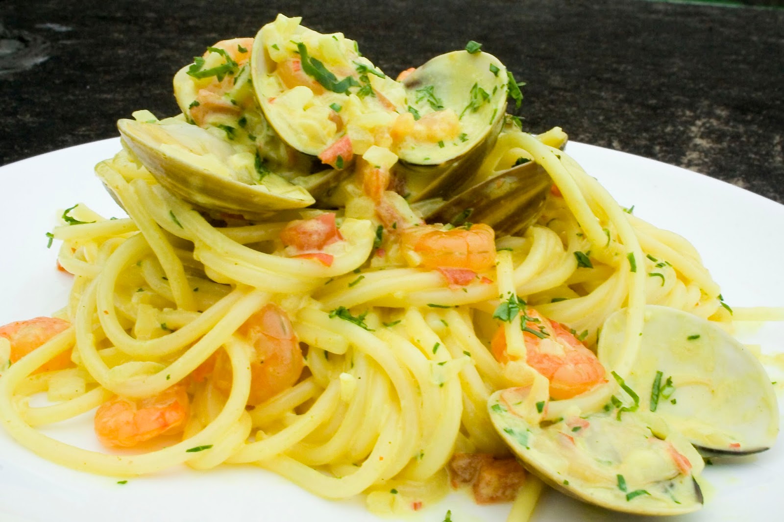 Prawn & Clam Spaghetti A Tall Order