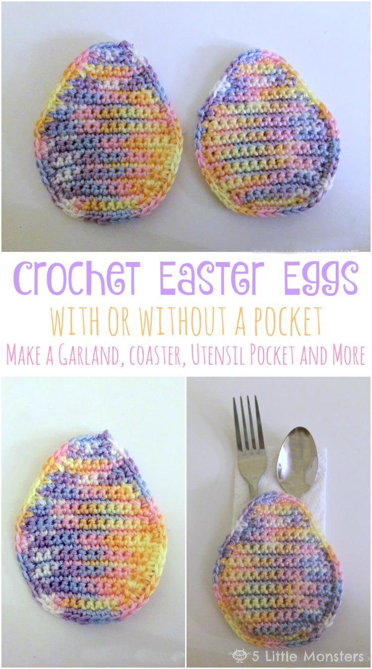 5 Little Monsters Crocheted Easter Egg With or Without a Pocket