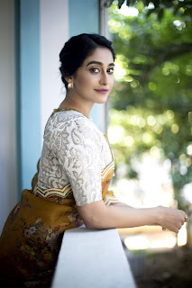 Actress Regina Cassandra Yellow Designer Saree Stills Actress Regina Cassandra Yellow Designer Saree Stills